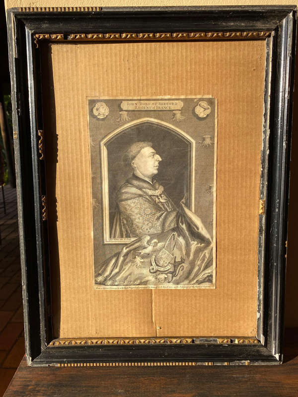 1732 ORIGINAL ANTIQUE PRINT JOHN DUKE OF BEDFORD REGENT OF FRANCE
