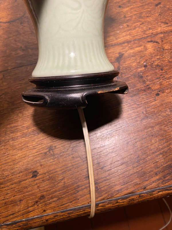 Antique Chinese Celadon Porcelain Table Lamp