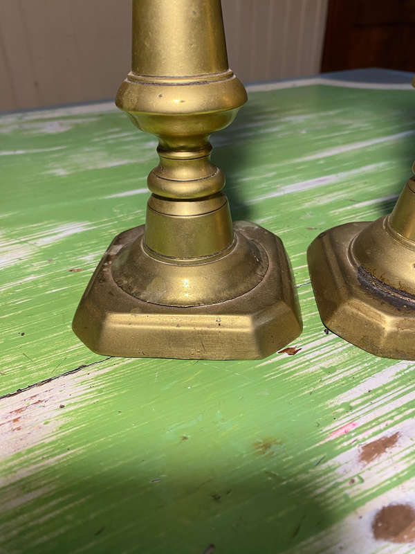 Pair Of Antique Victorian Solid Brass Candlestick/Candleholder