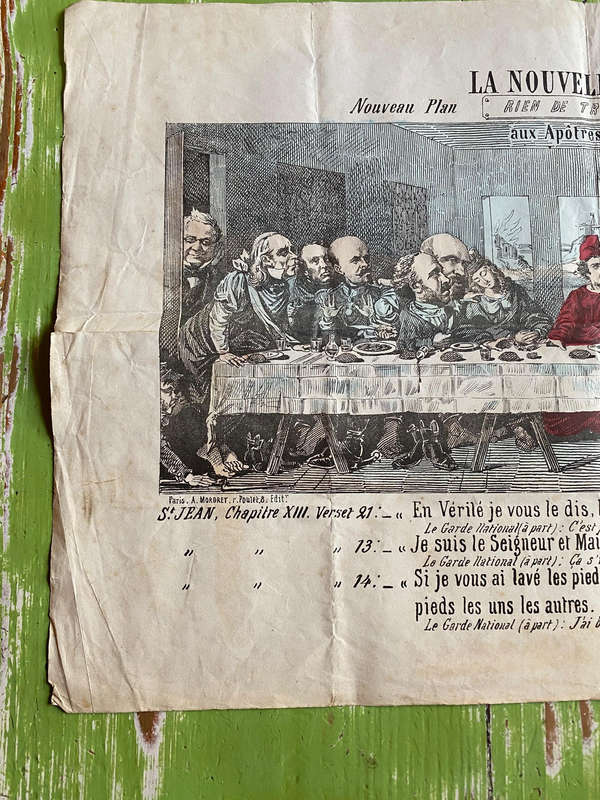 New Last Supper Lithograph Mathis Paris Commune Caricature Apostles Mordret 1871
