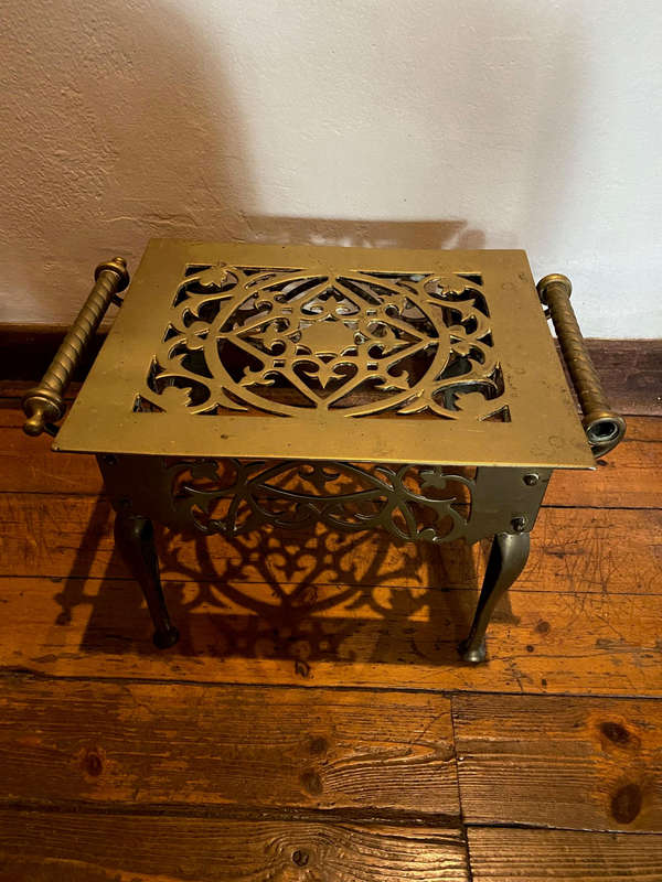 Antique 1800s English Brass Fireplace Footman