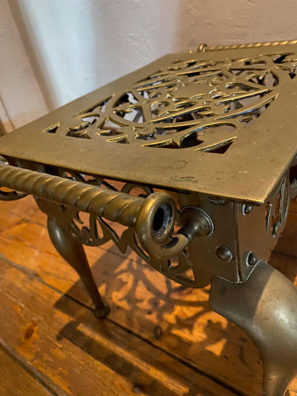 Antique 1800s English Brass Fireplace Footman