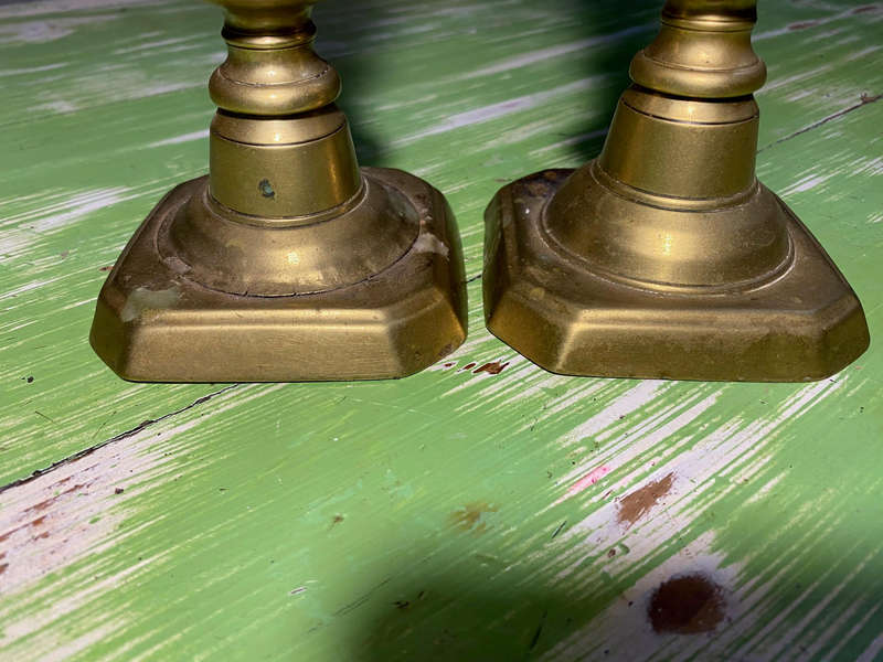 Pair Of Antique Victorian Solid Brass Candlestick/Candleholder