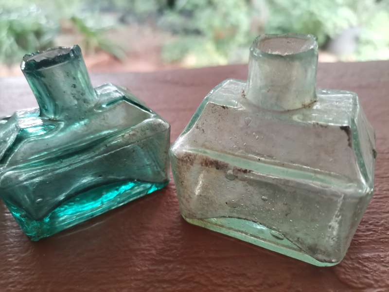 Three antique ink bottles