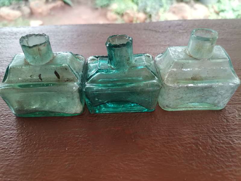 Three antique ink bottles