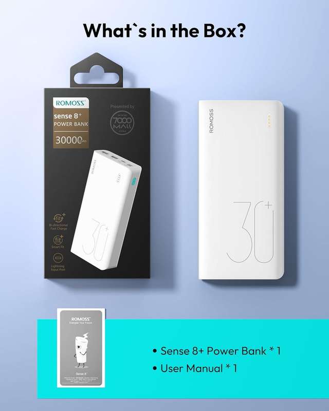 Romoss Sense 8+ 30000MAH QC Type- C Power Bank