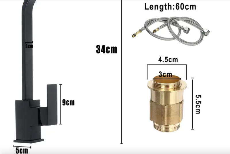 GOODACE/ Black Kitchen Mixer Single Lever  Brass Mono Faucet