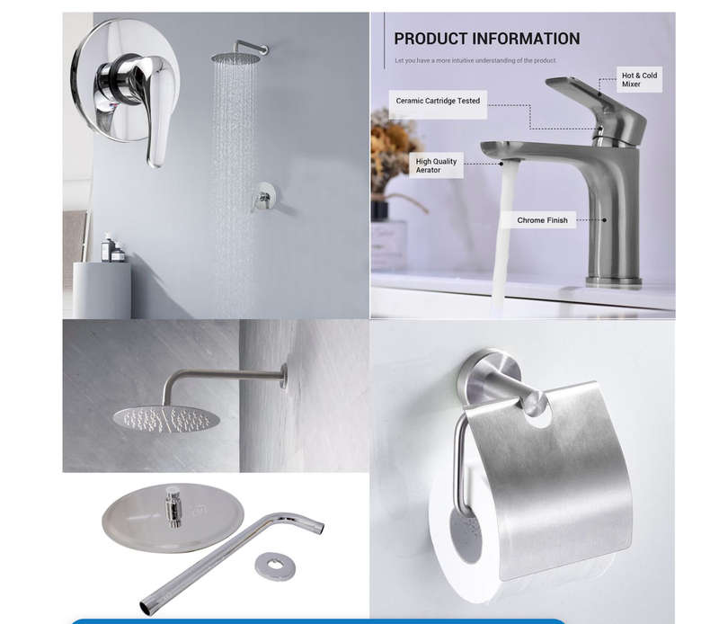 Bathroom Essentials Complete Bathtub Faucet & Shower System Set