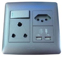 GOODACE / DOUBLE USB WALL SOCKET BLACK (4X4)