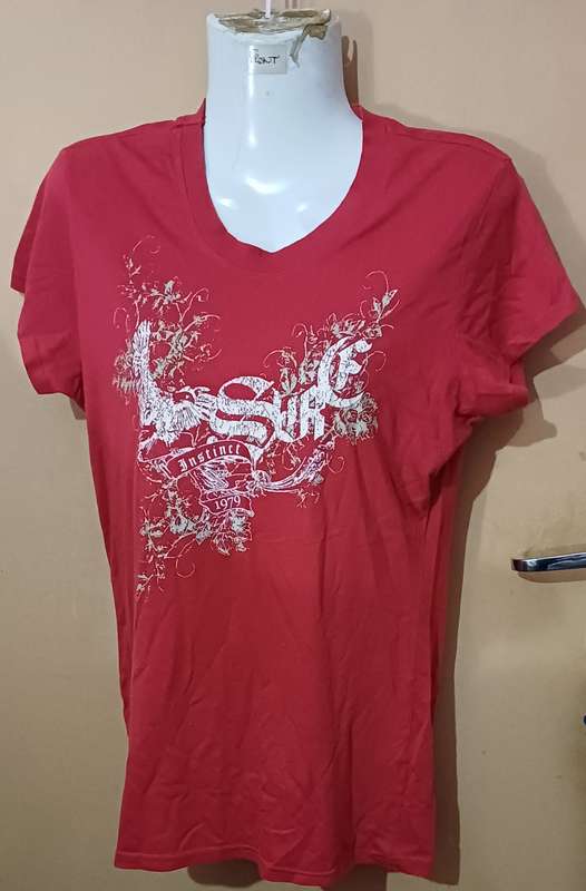 Ladies - Red T-Shirt - Make - Instinct - Size - 14