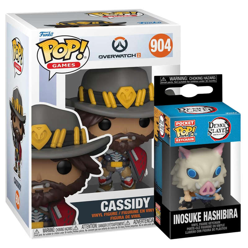 Funko POP Bundle  Overwatch Cassidy + Inosuke Keychain NEW