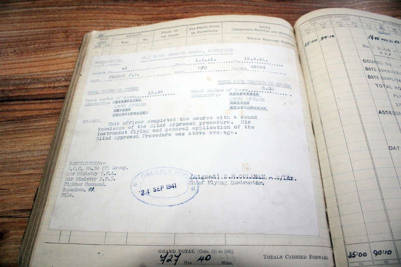 WW2 RAF pilot's log book