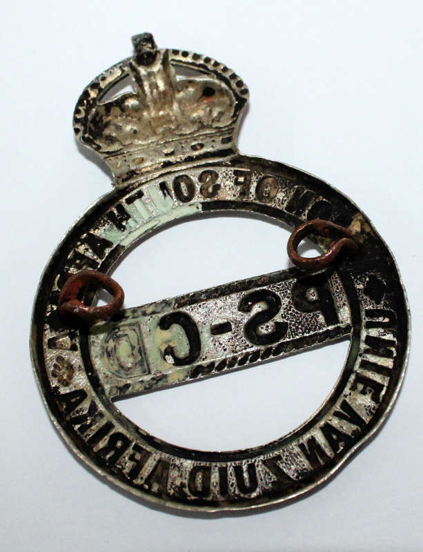 Pre 1921 South African Prison services pith helmet badge