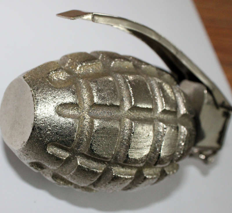 Chromed and inert Mk2 "Pineapple" grenade