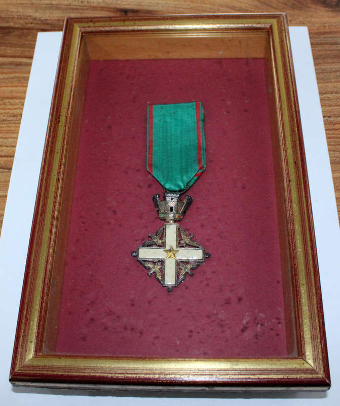 Framed Italian Order of Merit medal