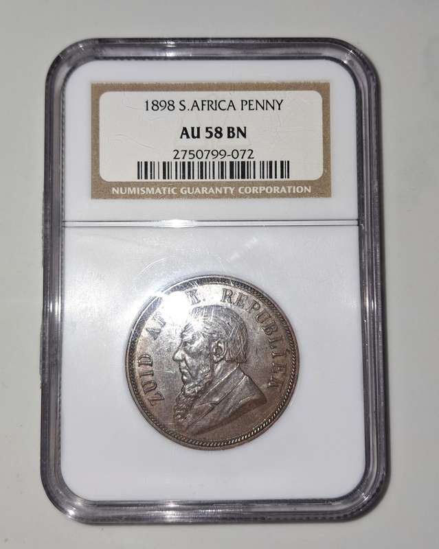 1898 ZAR PENNY NGC AU 58