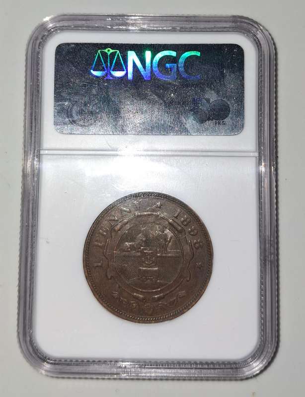 1898 ZAR PENNY NGC AU 58