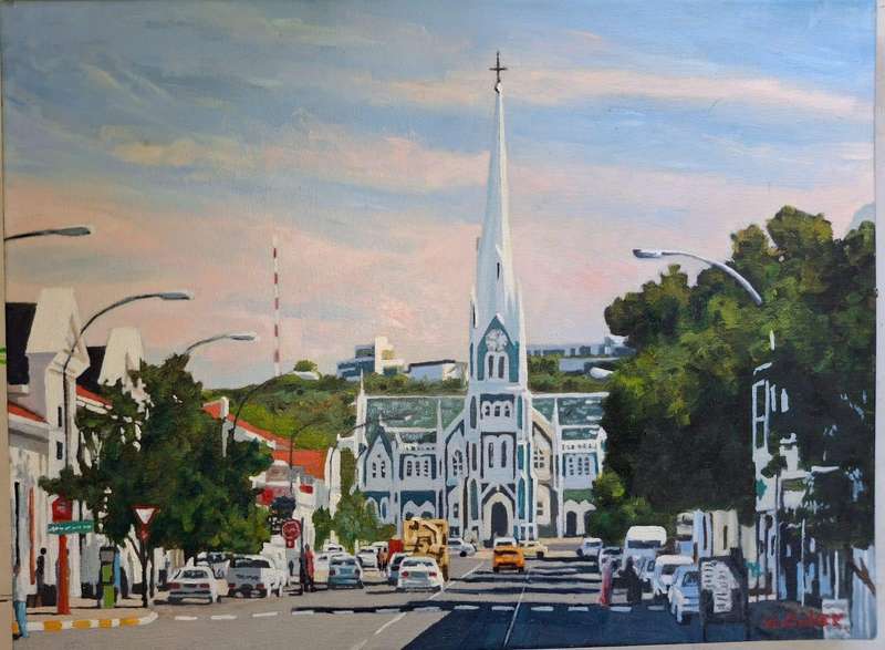 WILLEM ONKER-CAPE DUTCH CHURCH IN GRAAFF REINET 600mmx450mm