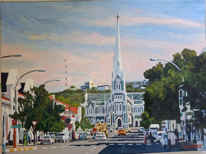 WILLEM ONKER-CAPE DUTCH CHURCH IN GRAAFF REINET 600mmx450mm