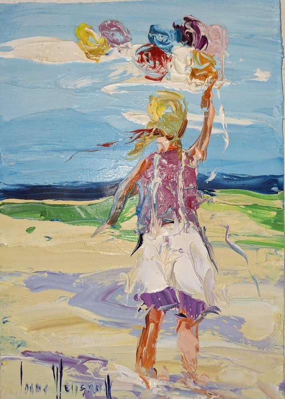 CORNE' WEIDEMAN - "DOODLES (UNFRAMED) 300 mm x 200 mm : GIRL WITH BALLOON"