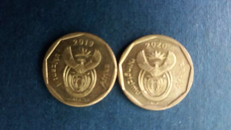 South Africa 2019 & 2020 20 cent * 2 x coins*  Condition AU/UNC