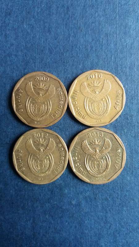 South Africa 2009, 2010, 2012 & 2013 20 cent * 4 x coins*