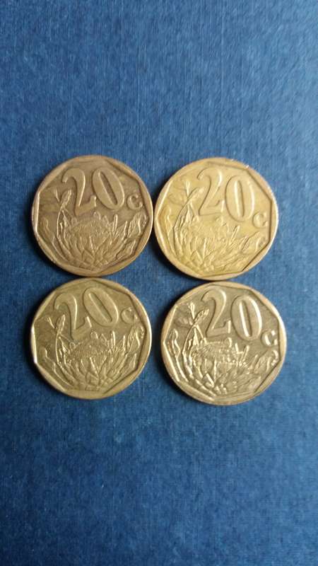 South Africa 2009, 2010, 2012 & 2013 20 cent * 4 x coins*