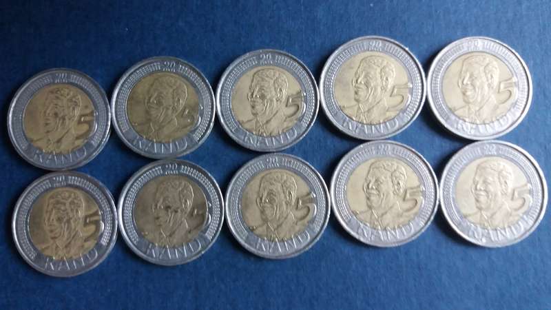 South Africa 2008 R5 - Mandela 90 years birthday * 10 x coins*