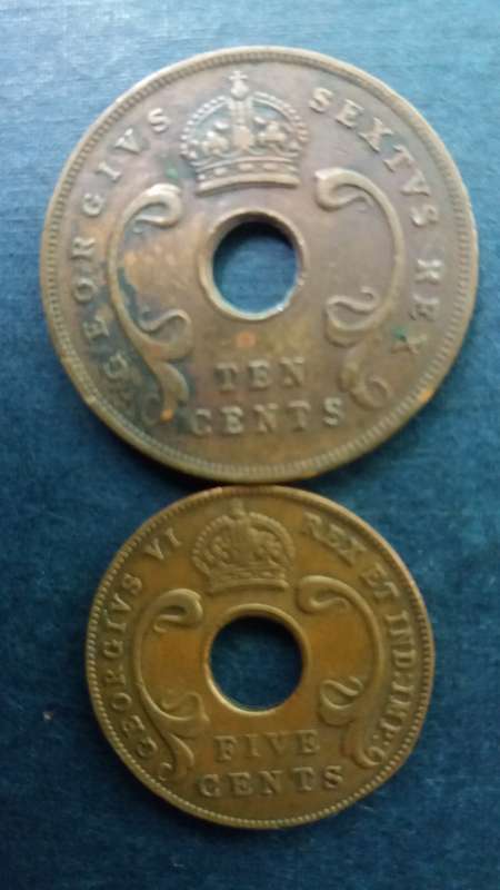 East Africa 1951 10 cent & 1942 5 cent * 2 x coins*