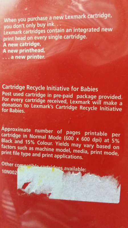 Lexmark 27 Colour Moderate Ink Cartridge