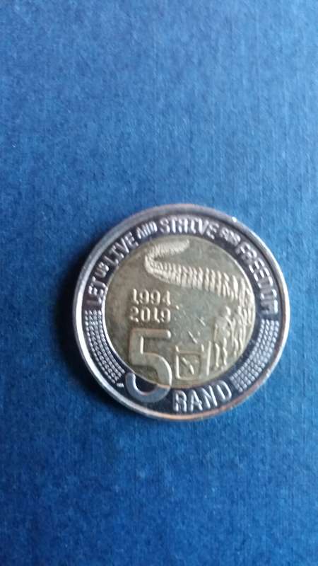 South Africa 2019 R5 - 25 Years of Constitutional Democracy * A Beauty of a coin* AU/UNC