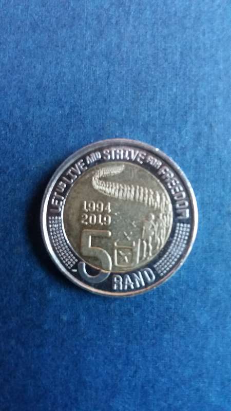 South Africa 2019 R5 - 25 Years of Constitutional Democracy * A Beauty of a coin* AU/UNC