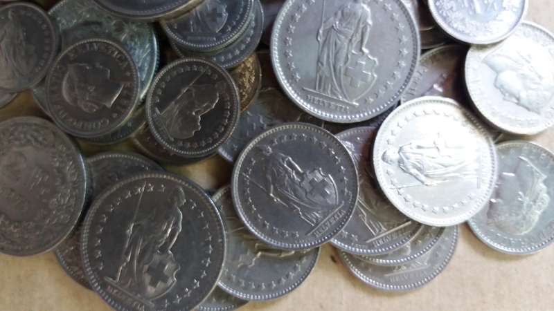 Switzerland Swiss Francs lot x 58 coins * 44 Swiss Franc  R910*