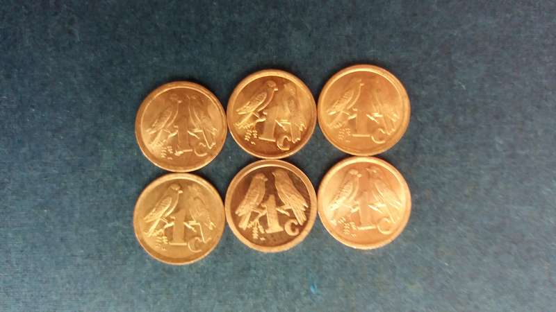 South Africa 1990, 1991, 1992, 1993, 1994, 1995  1 cent * 6 x coins* Condition AU