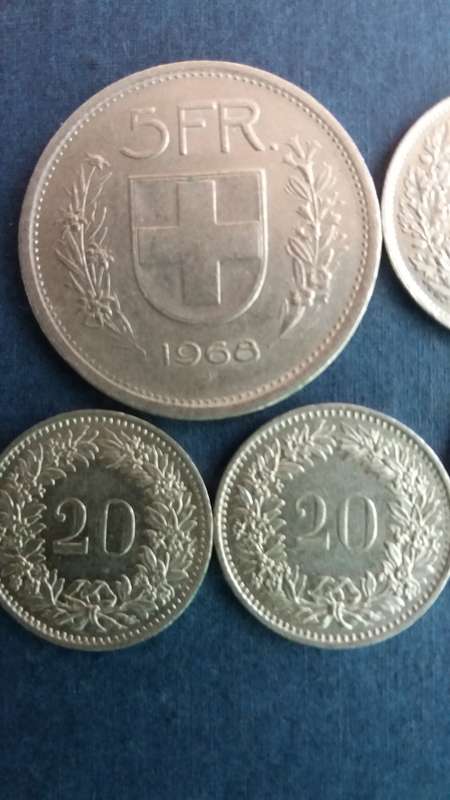 Lot of  Swiss Francs - 7 coins *7 Swiss Francs 30 rappens  R149,21