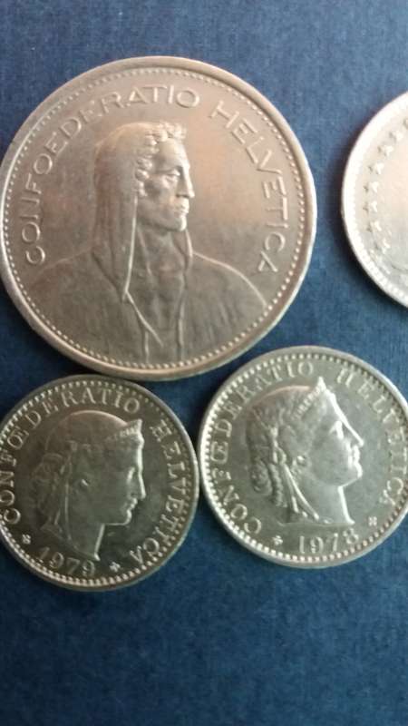 Lot of  Swiss Francs - 7 coins *7 Swiss Francs 30 rappens  R149,21