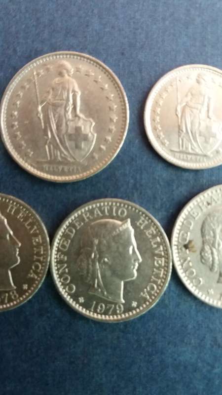 Lot of  Swiss Francs - 7 coins *7 Swiss Francs 30 rappens  R149,21