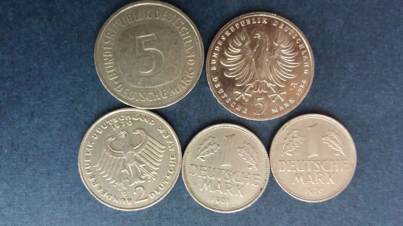 Lot of Deutsche Mark - 5 coins * 14 Deutsche Mark  R138,18*