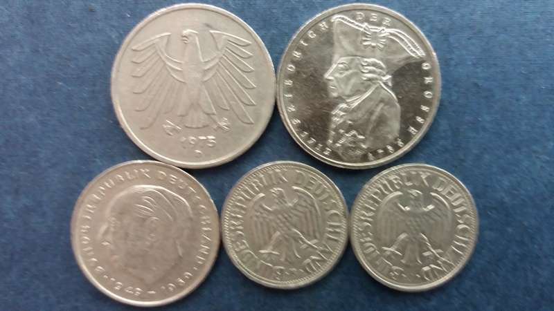 Lot of Deutsche Mark - 5 coins * 14 Deutsche Mark  R138,18*