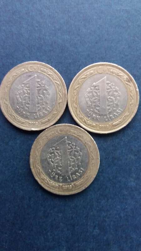 Turkey 2015 1 Lira * 3 x coins*