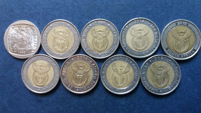 South Africa Set of Commemorative R5 from 1994 to 2021 * 9 x coins*