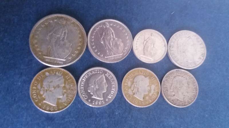 Swiss Franc lot * 4 Francs 20 Rappens  R95*