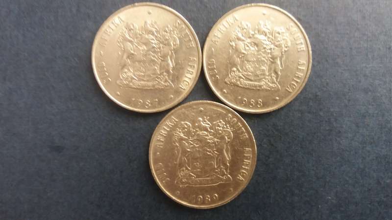 South Africa 1987, 1988 & 1989 R1  * 3 x Coins*