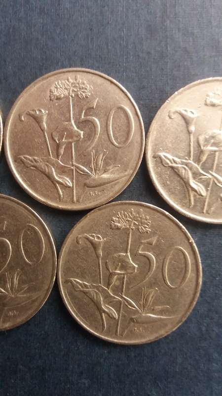 South Africa 1980, 1981, 1983, 1984 & 1986 50 Cent * 5 x Coins*
