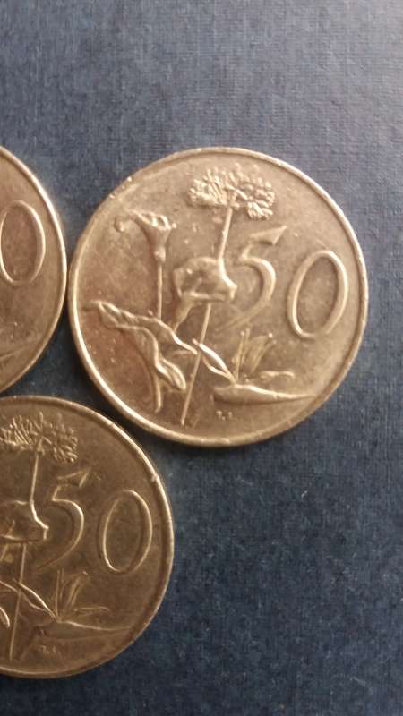South Africa 1980, 1981, 1983, 1984 & 1986 50 Cent * 5 x Coins*