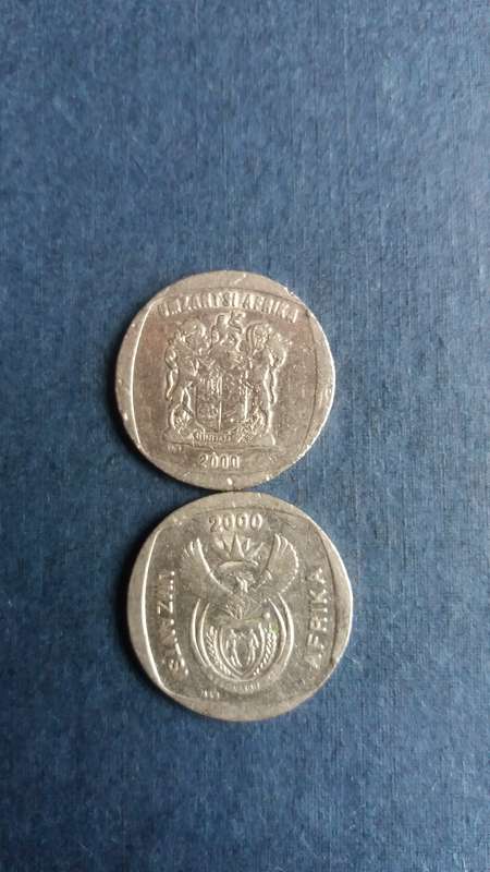 South Africa 2000 R2 - Old Coat of Arms & New Coat of Arms *2 x coins*