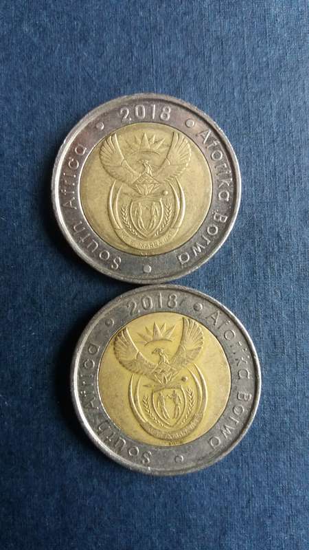 South Africa 2018 R5 - Mandela & Wildebeest * 2 x coins* Wildebeest coin is difficult to find