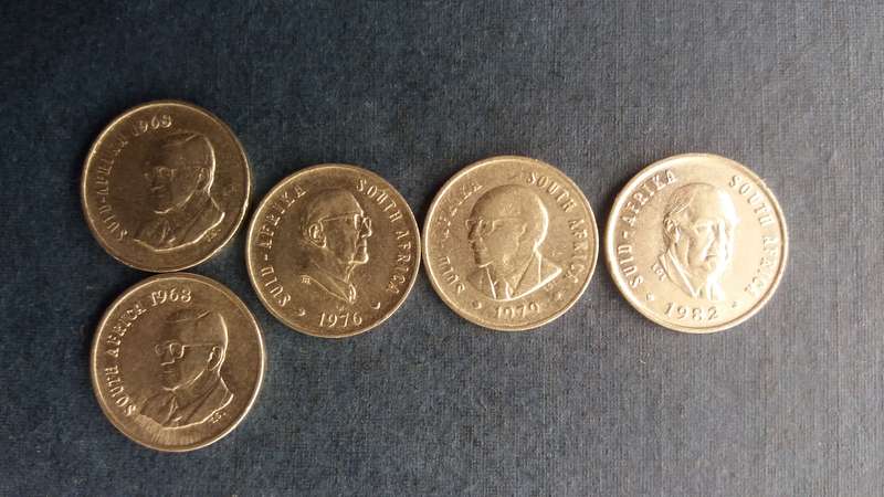 South Africa 2nd Decimal 5c * President Heads* 5 x coins
