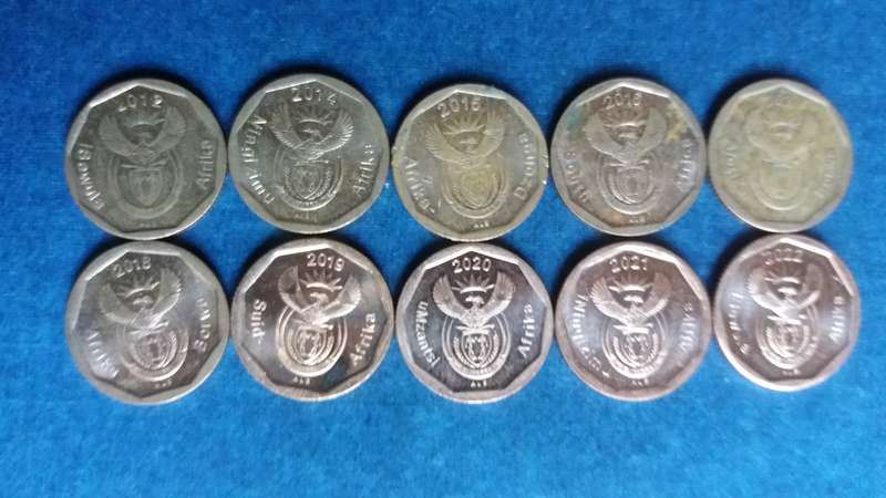 South Africa 2012, 2014 to 2022 10 cent * 10 x coins * Condition AU/UNC