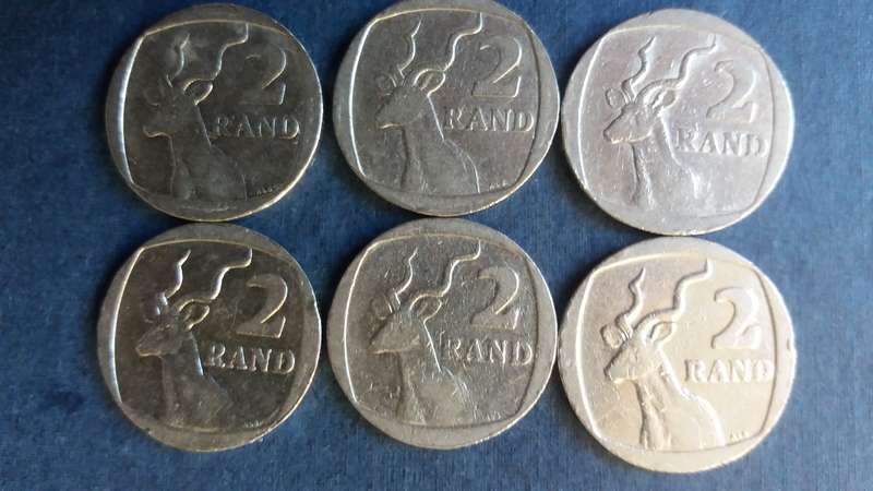 South Africa 1998, 1999, 2000 , 2002 , 2003 & 2004 R2 * 6 X coins*